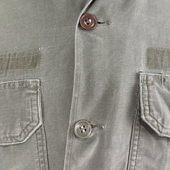 Vintage 60s Army Olive Green Cotton Sateen Shirt Medium - Picture 5 of 10